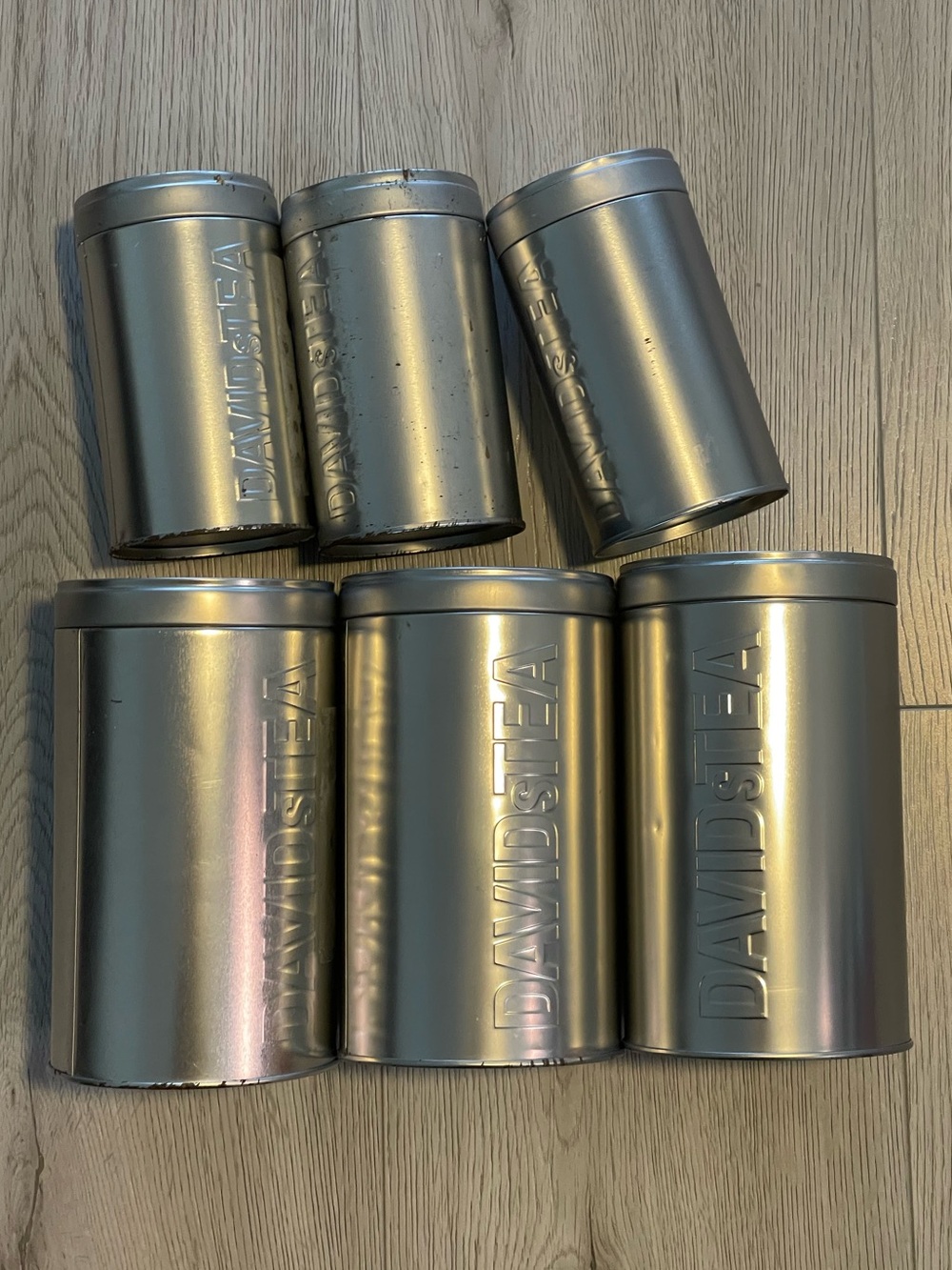 David’s Tea Silver Metal Tea Tins - Set of 6